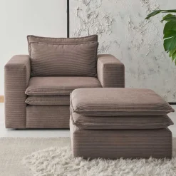 Cord Sessel und Hocker Mejan