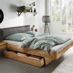 Holzbett mit Polsterkopfteil Pacurian