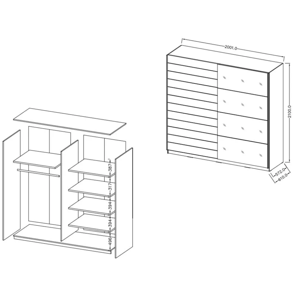 Kleiderschrank Schwebetüren Salassos