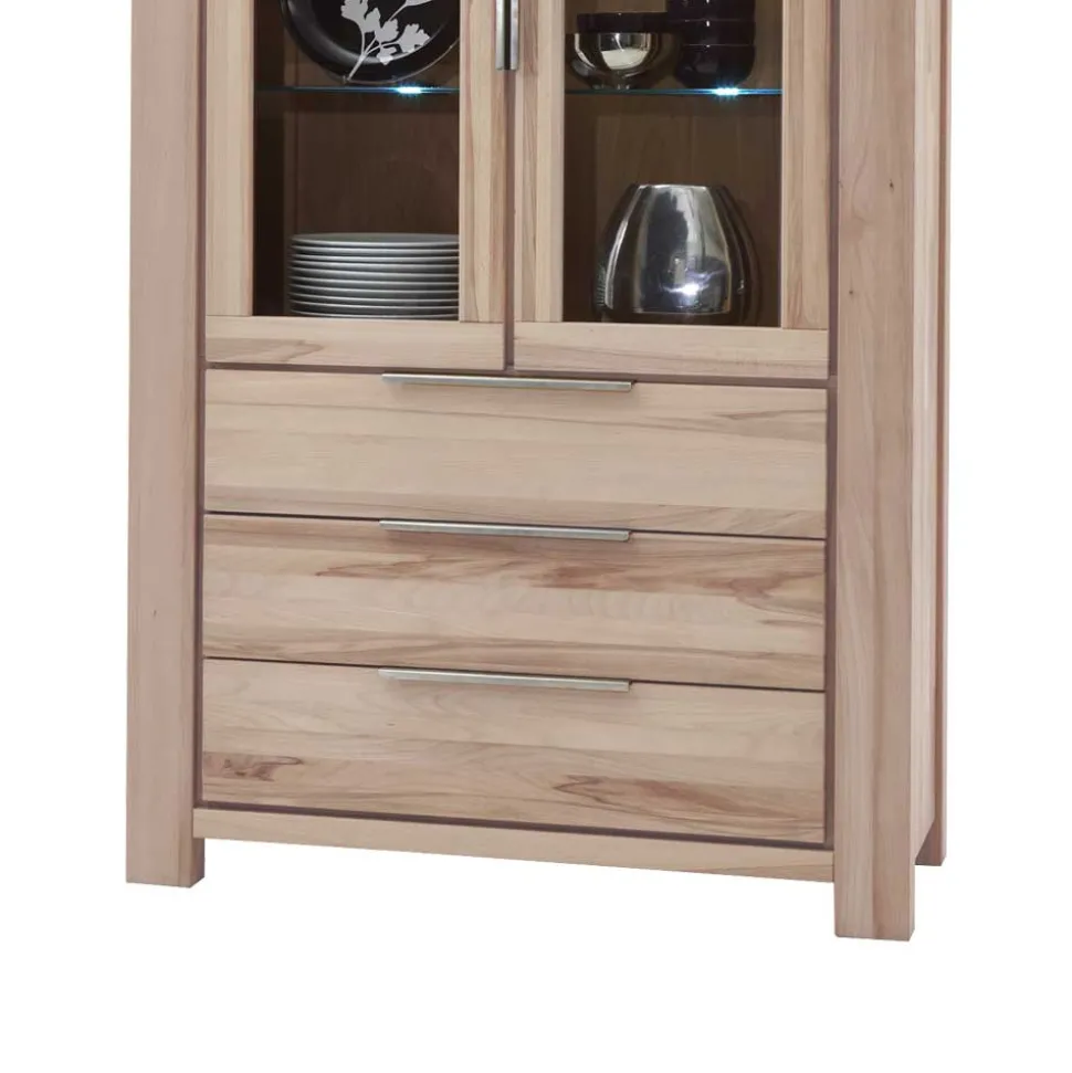 Massivholz Vitrinenschrank Stonecca