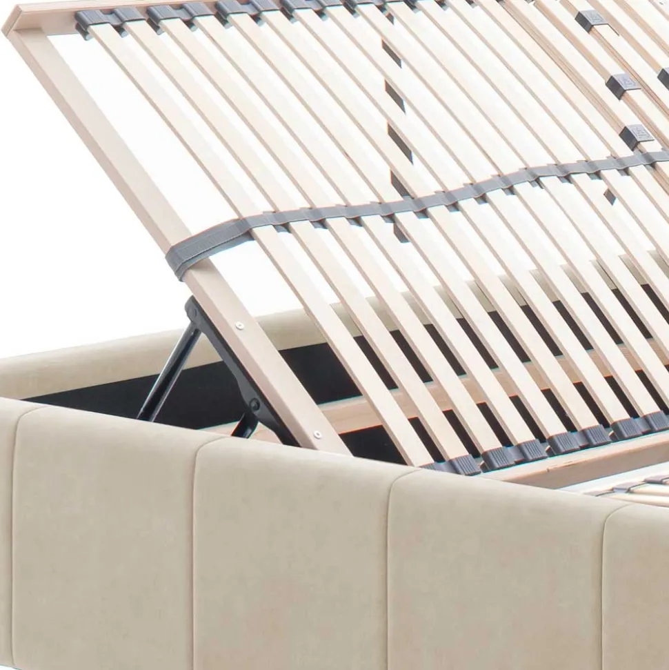 Velours Polsterbett Beige Sonna